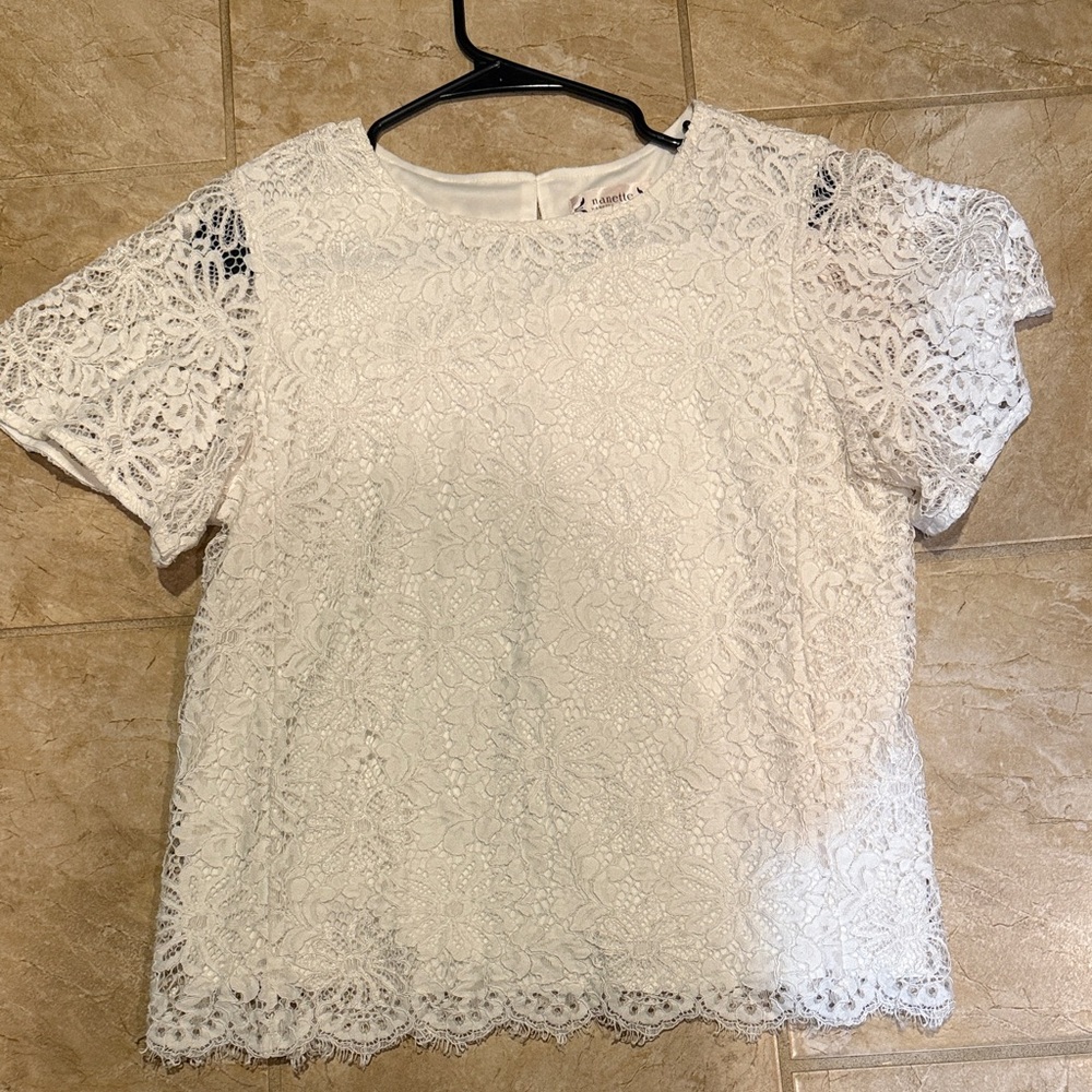 Nanette Lepore White Lace Blouse